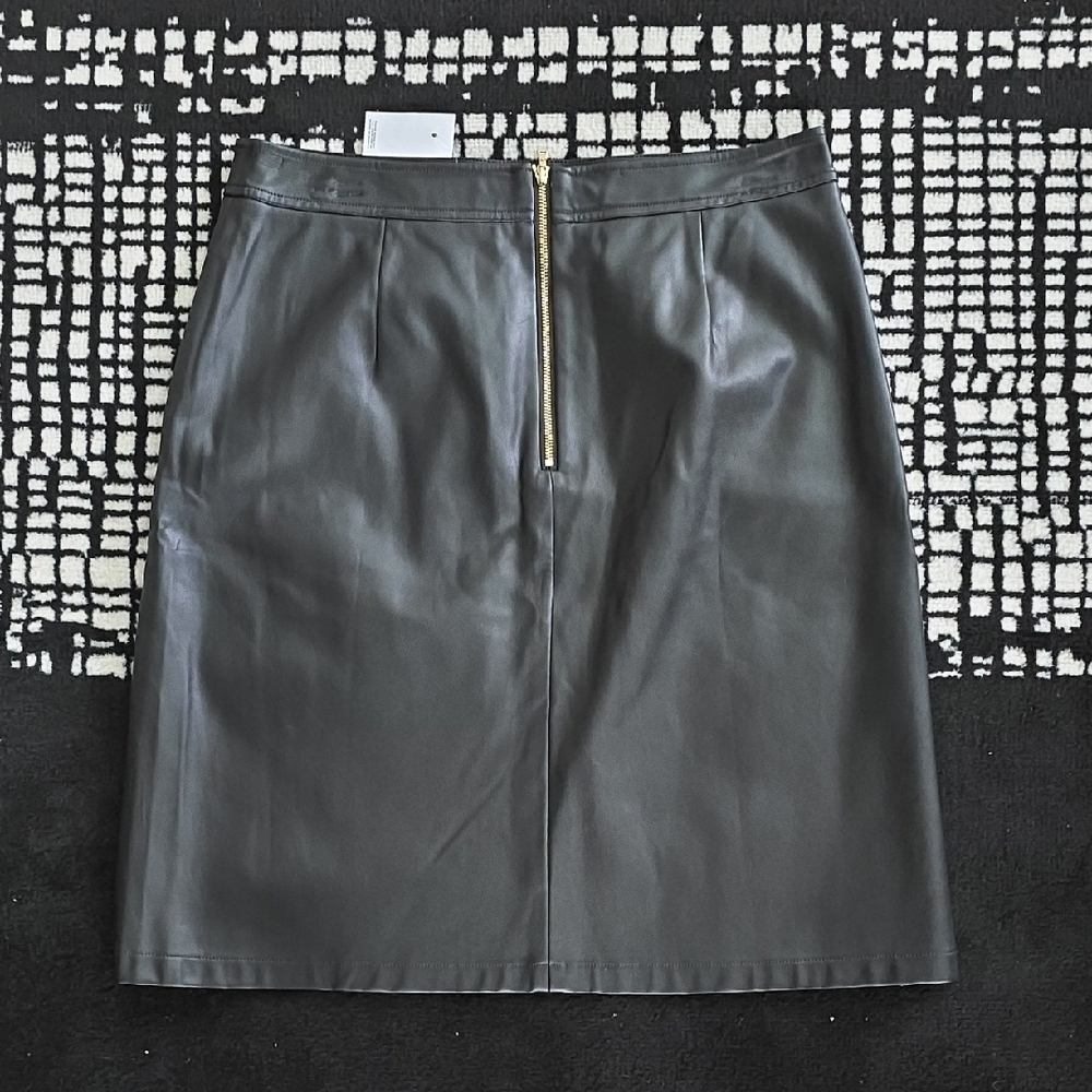 LOFT Leather Pencil Skirt with Gold Zipper